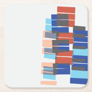 Colourful Mid Century Modern Art Pattern Square Paper Coaster