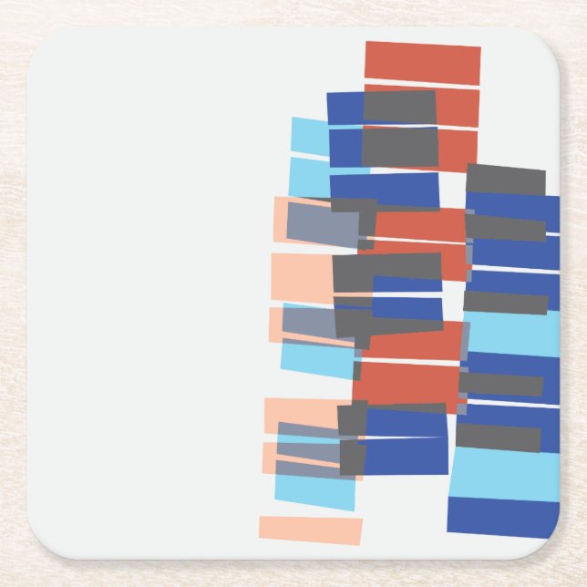 Colourful Mid Century Modern Art Pattern  Square Paper Coaster (Front)