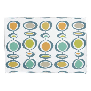 Colourful Mid Century Modern Geometric Circles Pillowcase