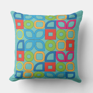 Colourful Mid Century Modern Geometric Throw Pillo Cushion