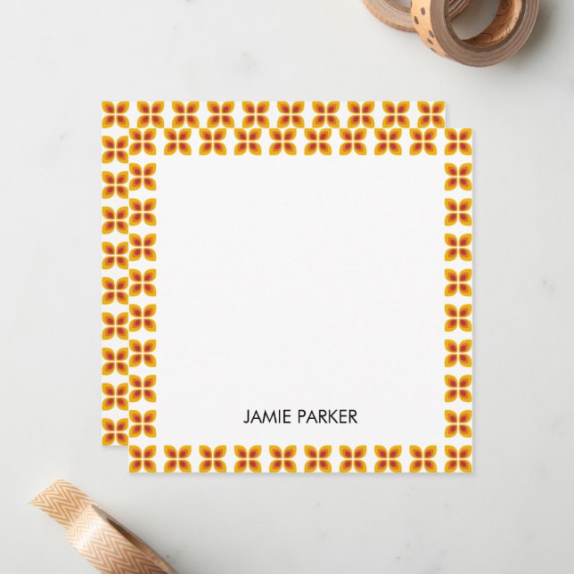 Colourful Mid Century Modern Personalised Name Card (Front/Back In Situ)