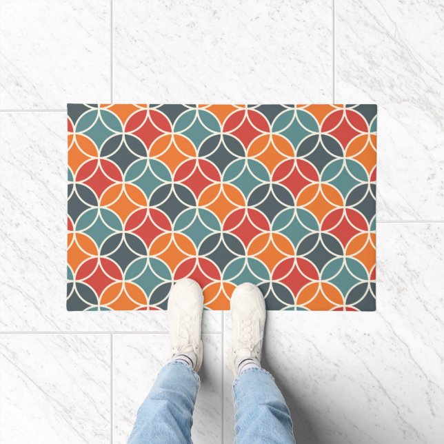Colourful Mid-Century Modern Style Pattern Doormat (Indoor)