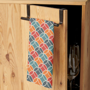 Colourful Mid-Century Modern Style Pattern Tea Towel