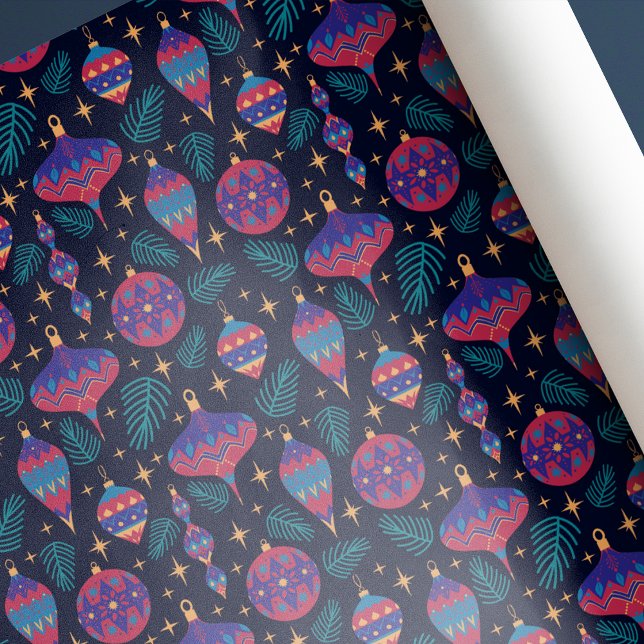 Colourful Mid-century Retro Ornaments Christmas Wrapping Paper (Creator Uploaded)