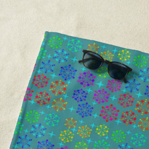 Colourful Mid Century Retro Pattern Art Design Beach Towel