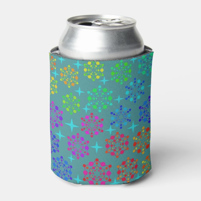 Colourful Mid Century Retro Pattern Art Design Can Cooler (Can Front)