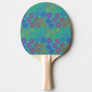 Colourful Mid Century Retro Pattern Art Design Ping Pong Paddle