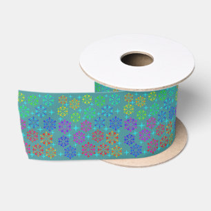 Colourful Mid Century Retro Pattern Art Design Satin Ribbon