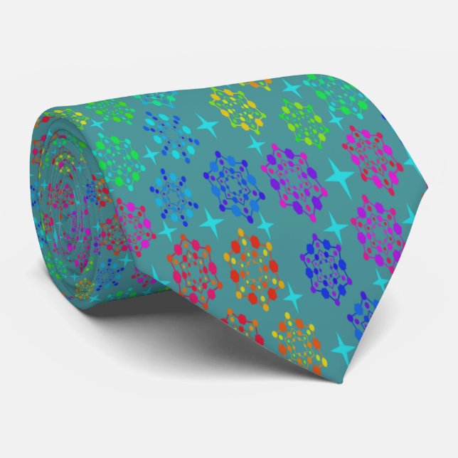 Colourful Mid Century Retro Pattern Art Design Tie (Rolled)