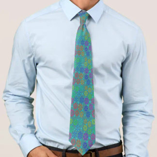 Colourful Mid Century Retro Pattern Art Design Tie