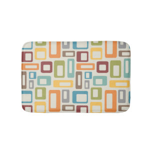 Colourful Mid Century style shapes Bath Mat