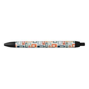 Colourful Mid Century style shapes Black Ink Pen