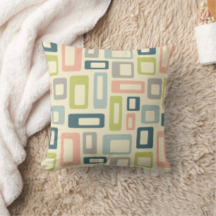 Colourful Mid Century style shapes Cushion