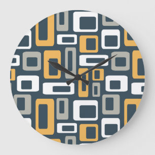 Colourful Mid Century style shapes Large Clock