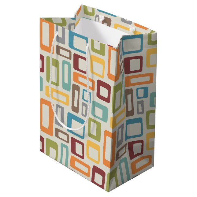 Colourful Mid Century style shapes Medium Gift Bag (Back Angled)