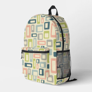 Colourful Mid Century style shapes Printed Backpack