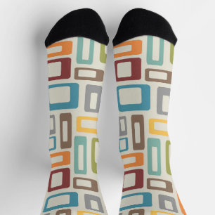 Colourful Mid Century style shapes Socks