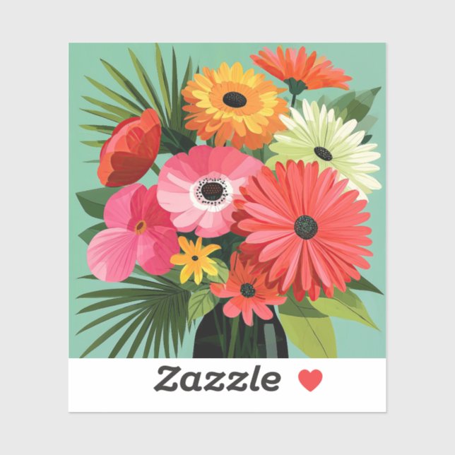 Colourful Midcentury Daisy Flower Bouquet (Sheet)
