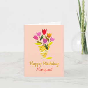Colourful MidCentury Modern Tulips Cheery Birthday Card