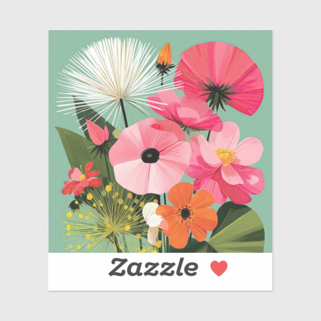 Colourful Midcentury Modern Wildflower Bouquet (Sheet)