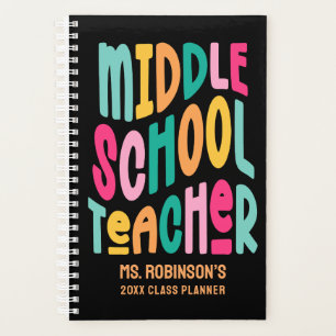 Colourful Middle School Teacher Text Design Class Planner