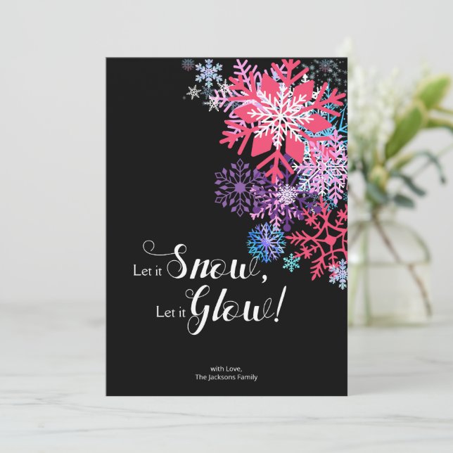 Colourful Midnight Snowflake Magic Christmas Card (Standing Front)