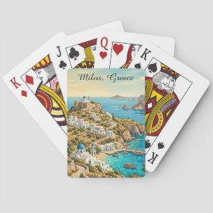 Colourful Milos Greece Aegean Sea Travel Playing Cards