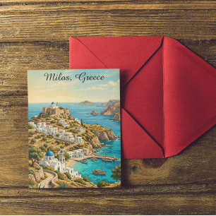 Colourful Milos Greece Aegean Sea Travel Postcard
