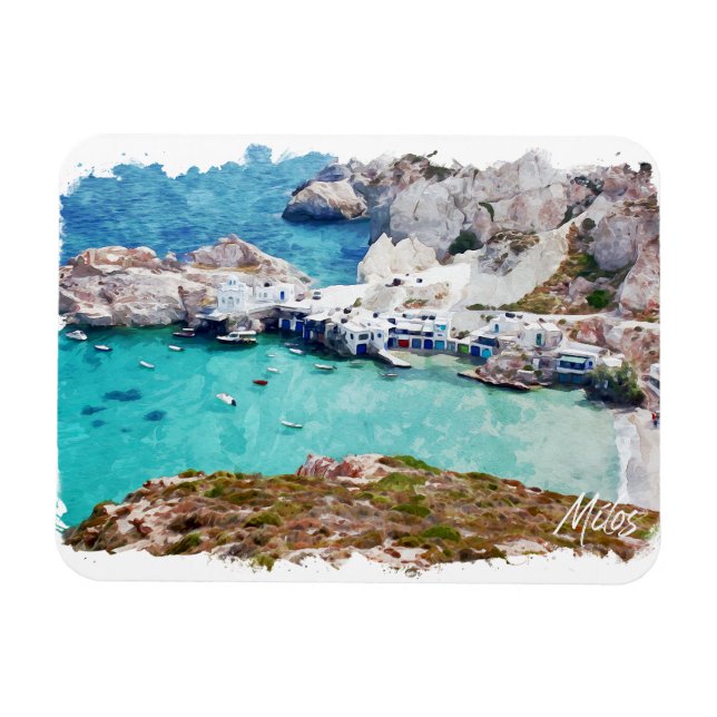 Colourful Milos Greece Panorama View Magnet (Horizontal)