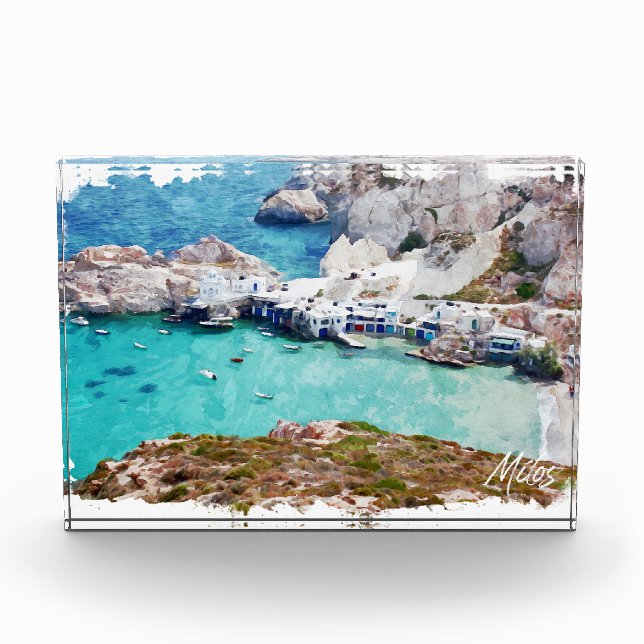 Colourful Milos Greece Panorama View Photo Block (Front)