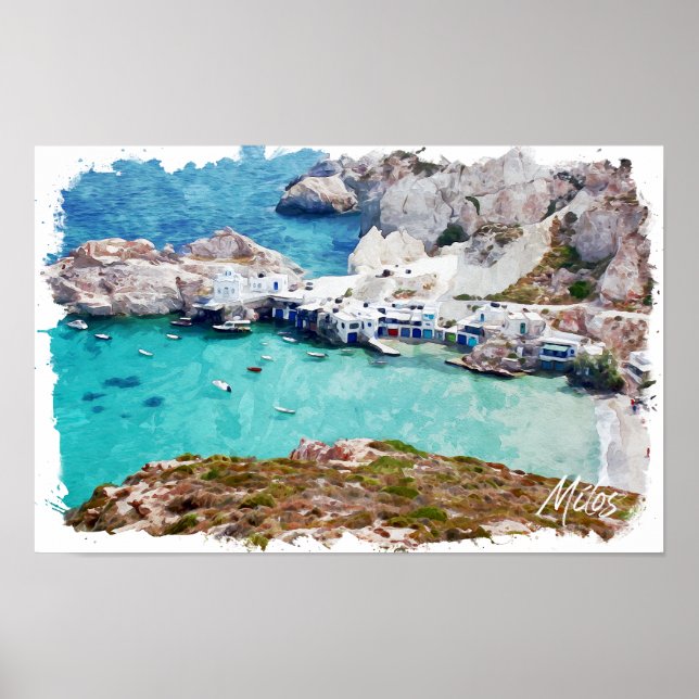 Colourful Milos Greece Panorama View Poster (Front)