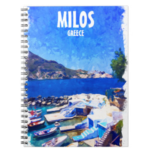 Colourful Milos Greece Travel Art Notebook