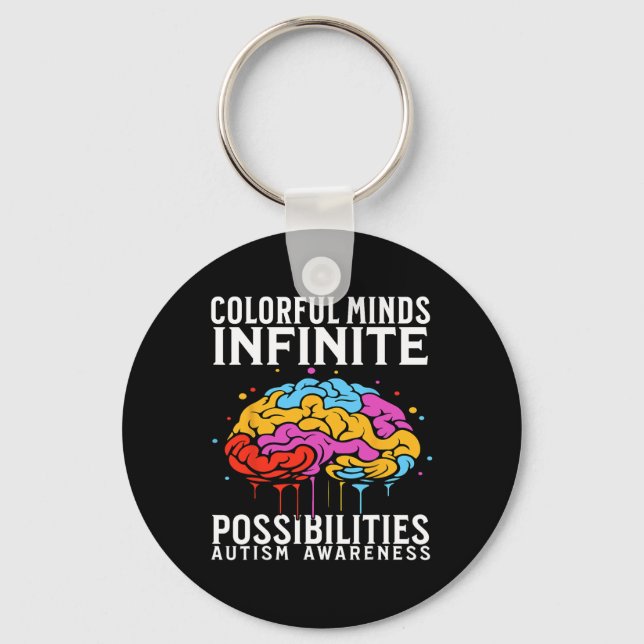 Colourful Minds Autism Awareness Kids Support Gift Key Ring (Front)