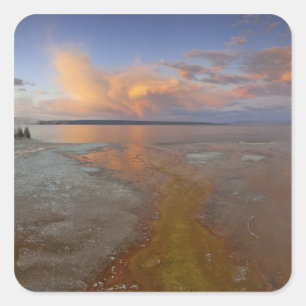 Colourful mineral deposits emit from Black Pool 2 Square Sticker