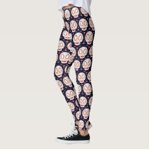 Colourful Mini Sugar Skull Pattern Leggings