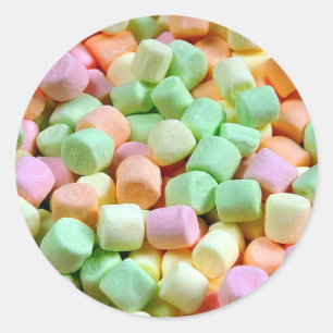 Colourful miniature marshmallow print classic round sticker
