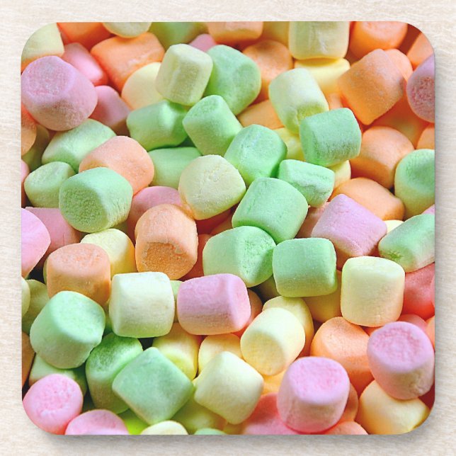 Colourful miniature marshmallow print coaster (Front)