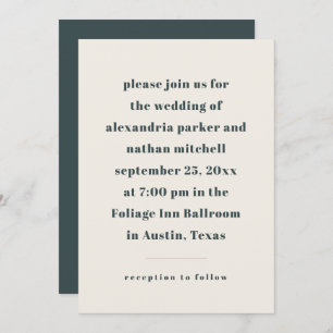 Colourful Minimalism   Charcoal and Cream Wedding Invitation