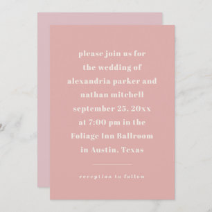 Colourful Minimalism   Modern Pink Invitation