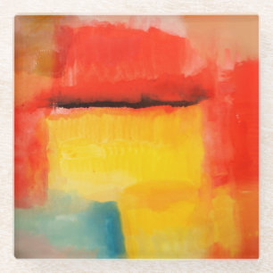 Colourful Minimalist Abstract Artwork Glass Coaster