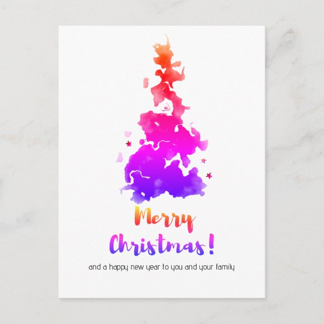 Colourful Minimalist Christmas Tree Holiday Postcard (Front)