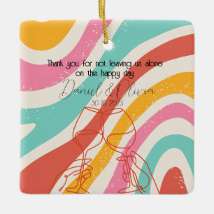 Colourful Minimalist Wedding Ceramic Ornament
