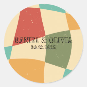 Colourful Minimalist Wedding Classic Round Sticker