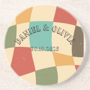 Colourful Minimalist Wedding Coaster