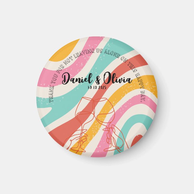 Colourful Minimalist Wedding Magnet (Front)