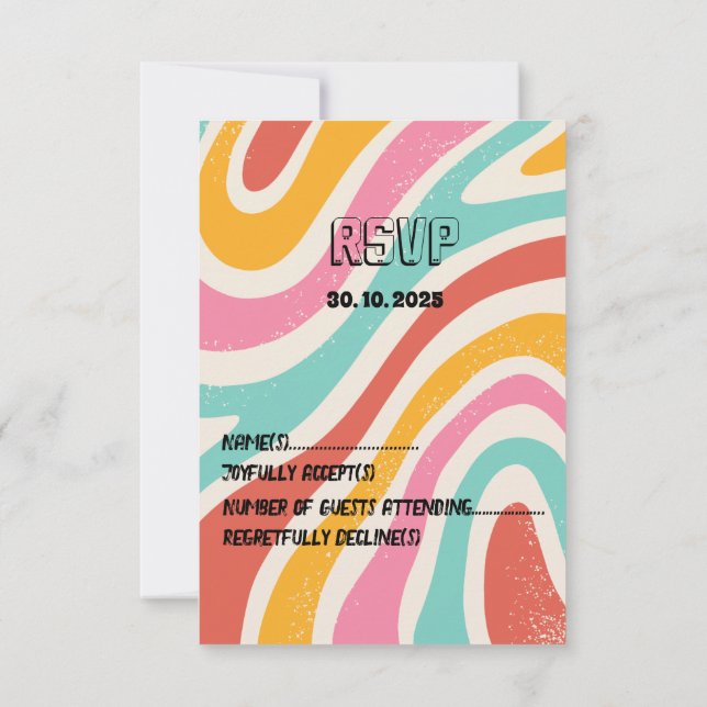 Colourful Minimalist Wedding RSVP Card (Back)