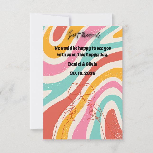 Colourful Minimalist Wedding RSVP Card (Back)