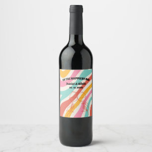 Colourful Minimalist Wedding Wine Label
