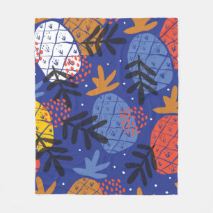 Colourful minimalistic abstract pineapples and lea fleece blanket