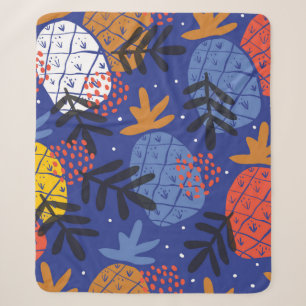 Colourful minimalistic abstract pineapples and lea sherpa blanket